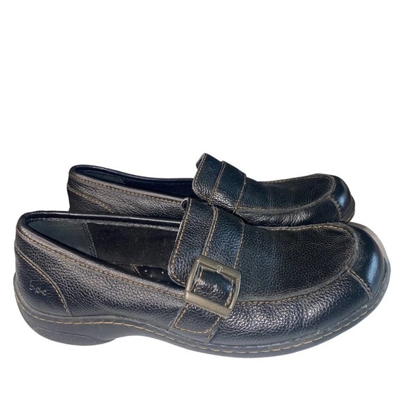 BOC Born Concept Womens Loafers Black Leather Buckle Design Strap Shoes Size 9M - Picture 1 of 11